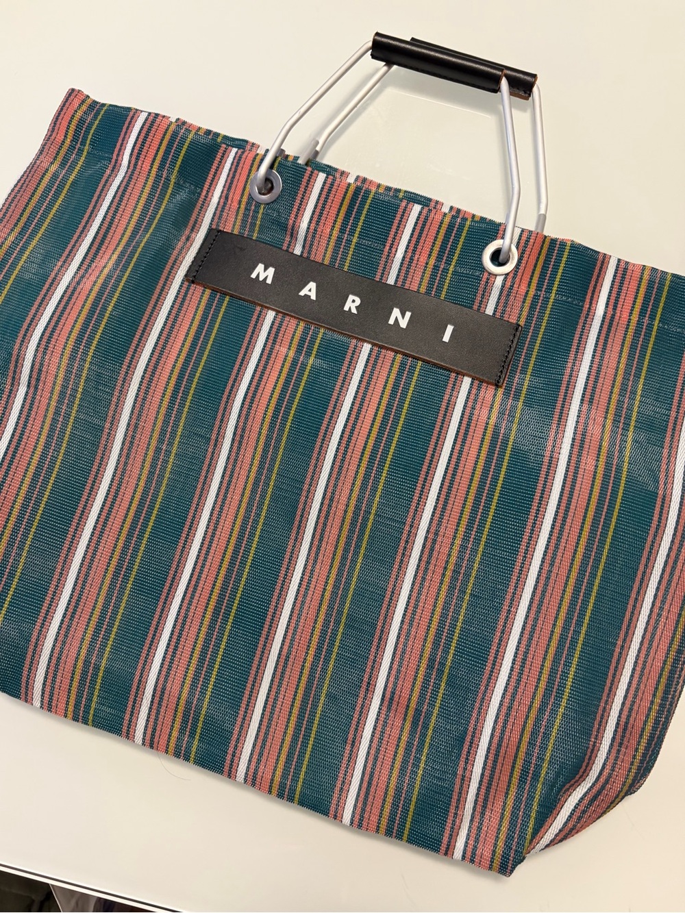 Marni Multicolor Striped BeachTote in Teal, Pink & Yellow